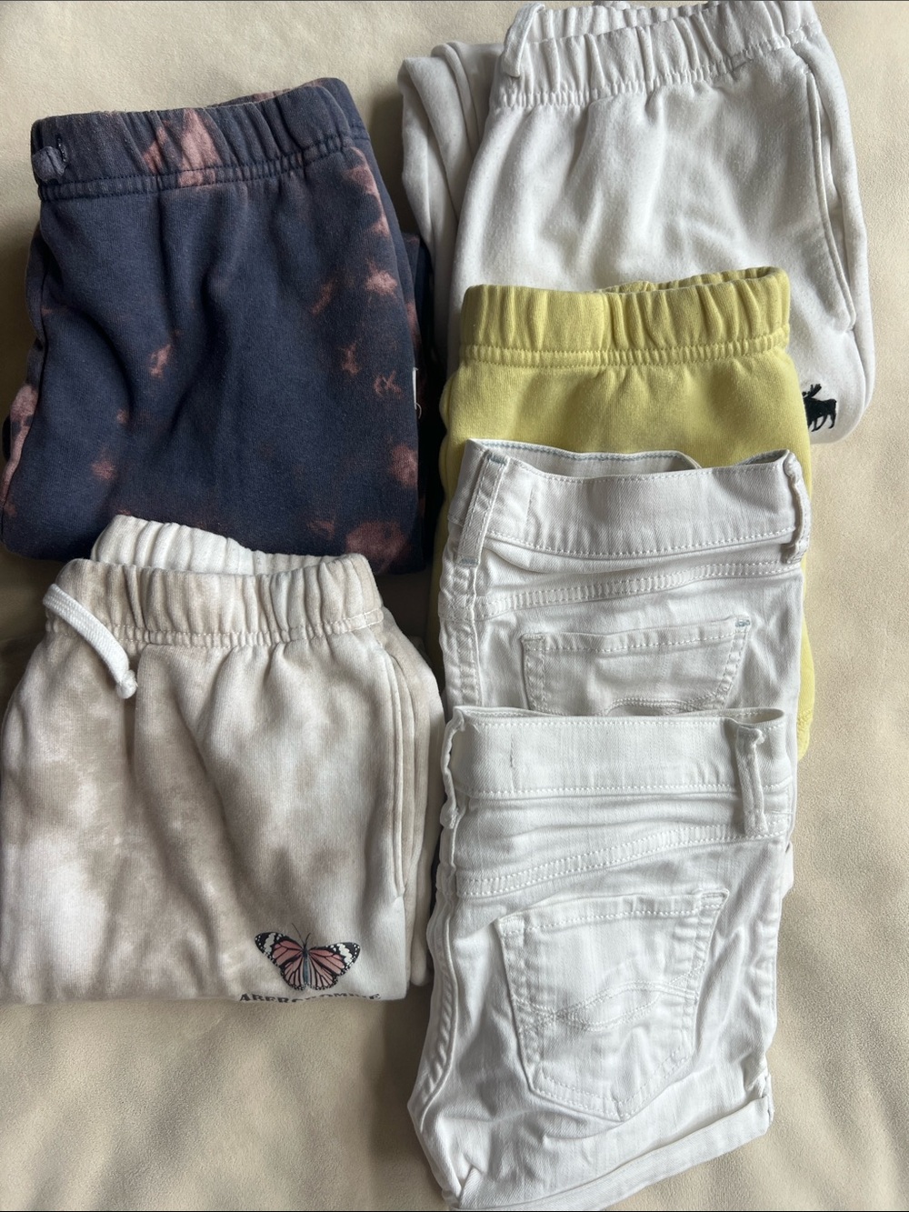 abercrombie kids White, Yellow & Navy Tie-Dye Bottoms Bundle